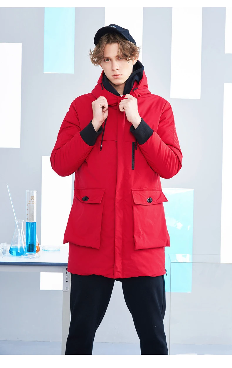Пионерский лагерь новые зимние толстые теплые пуховики брендовая мужская одежда большие карманы Парки мужчина 90% серый утка вниз красный AYR801462