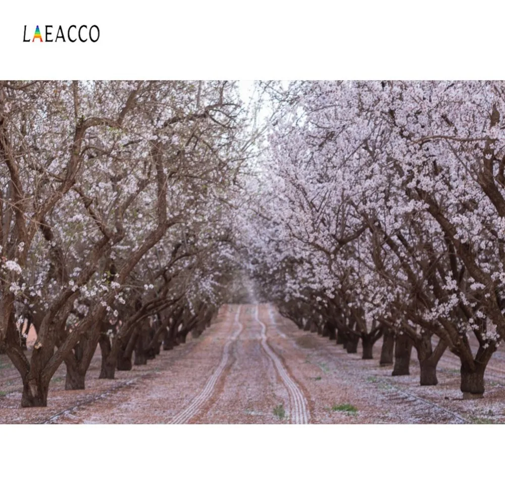 Laeacco фотофоны розовое освещение для деревьев весенний фон фотосъемки с