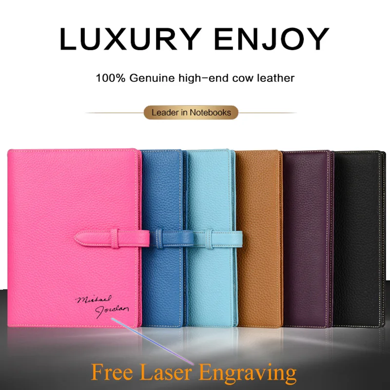 

Genuine Cow Leather A5 Binder Planner Spiral Pad Loose leaf Writing Pads Business Rings Notebook Diary Office School Supplies