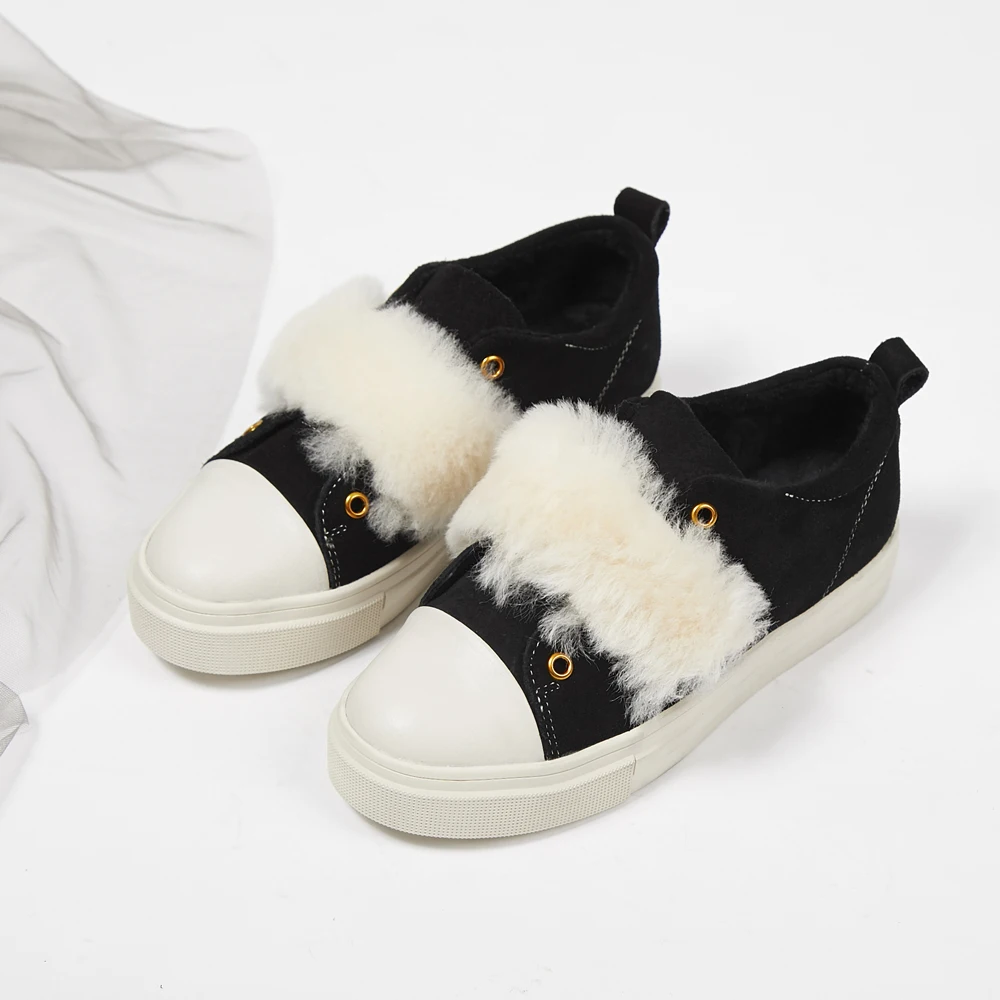 

2018 winter new cotton shoes artificial short plush leather single shoes with round head warm Lok Fu shoes