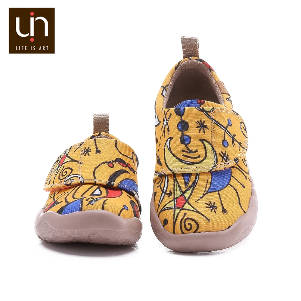 UIN художественная Раскрашенная парусиновая обувь для маленьких детей; легкие кроссовки на липучке для мальчиков и девочек; удобная детская Модная легкая обувь