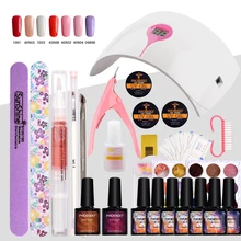 Гель-лак для ногтей Набор 36 Вт Светодиодный светильник с УФ-гелем 10 мл Гель-лак для ногтей, маникюр набор блеск порошок Клей Инструменты для маникюра