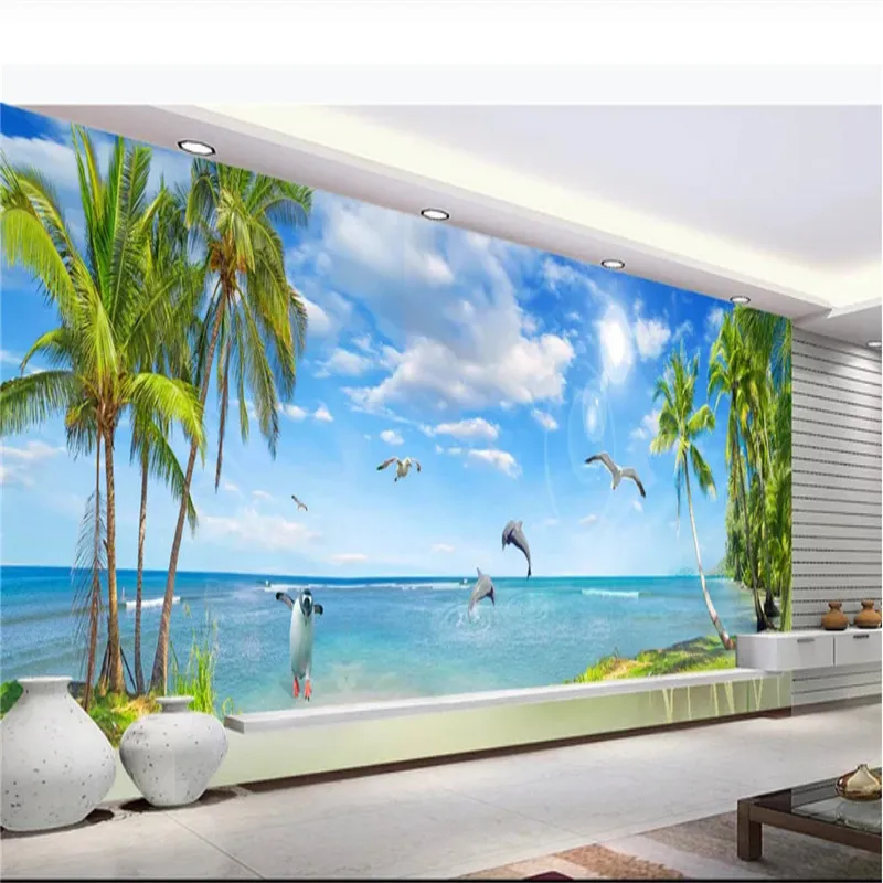 Огромный панорамный морская панорама HD Гавайский пейзаж 3D фото обои для гостиной настенный фон телевизора 3D Papel де Parede
