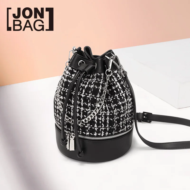 

JONBAG web celebrity small black bag 2019 new fashion all-in-one shoulder cross body women's bag small fragrant wind bucket bag