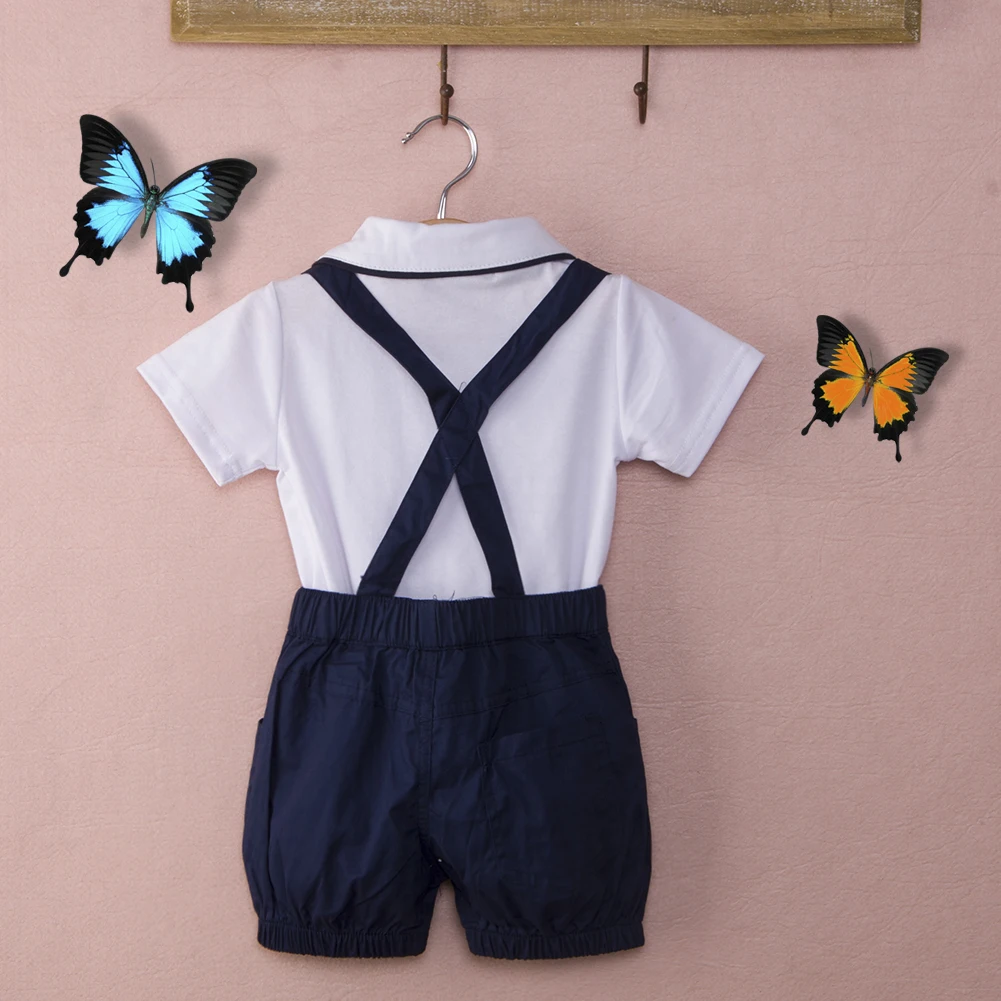 3 шт. одежда для малышей Детская одежда для мальчиков галстук-бабочка+ футболка с короткими рукавами+ нагрудник Шорты детская одежда набор 12-36 м