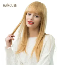 дешево✲ Haircube Длинные прямые синтетические женские парики из смешанных 50% натуральных человеческих