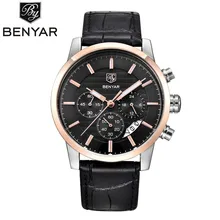 Reloj Hombre 2017 BENYAR Mens Fashion Chronograph Sport Watches Men Top Brand Luxury Leather Business Military Watch Male Clock