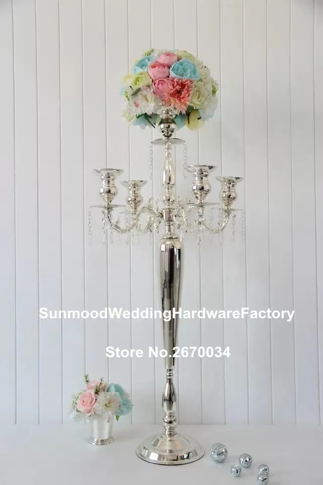 Tall silver metal flower stand , Wrought Iron wedding centerpieces for