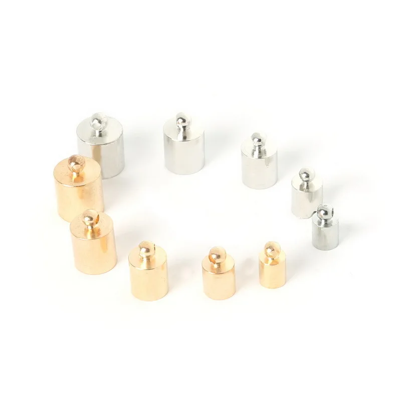 Free Shipping fit 6mm round leather 50pcs/ lot end caps jewelry