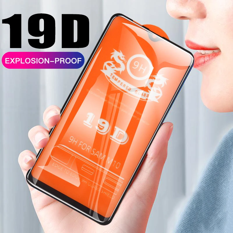 19D закаленное стекло для samsung Galaxy M10 M20 M30 A10 A30 A50 S10E S10 Lite Vitre Полный Клей протектор экрана кристальная пленка