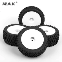 RC 4pcs 90mm 1:10 rubber front&Rear tires&wheel 12mm Hex white rims fit for HSP HPI RC buggy off road car #484 parts accessory