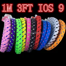 1 м, 3 фута, тканевый нейлоновый Плетеный плоский usb-кабель для передачи данных, аксессуары, связки для мобильного телефона 5 5S 6 6s 7 plus
