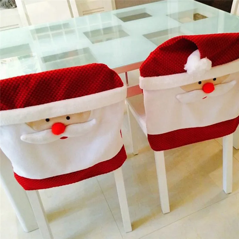 Buy Santa Claus Chair Cover Top Flannel Christmas Seat