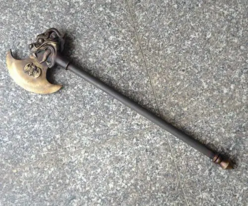 

Elaborate Copper weapon Chinese kungfu long Dragon head old axe