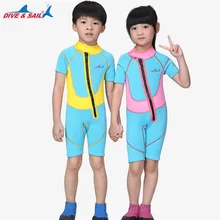 Дети Гидрокостюм 2,5 мм Неопрена Погружения гидрокостюм ребенок купальники Цельный с короткими рукавами солнцезащитный крем Термальность купальники к омбинезон