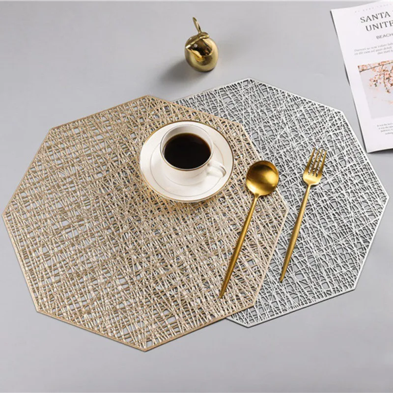 

Nordic PVC Placemat Octagonal Hollow Insulation Table Pad Anti-scalding Coaster Restaurant Hotel Home Kitchen Table Decor