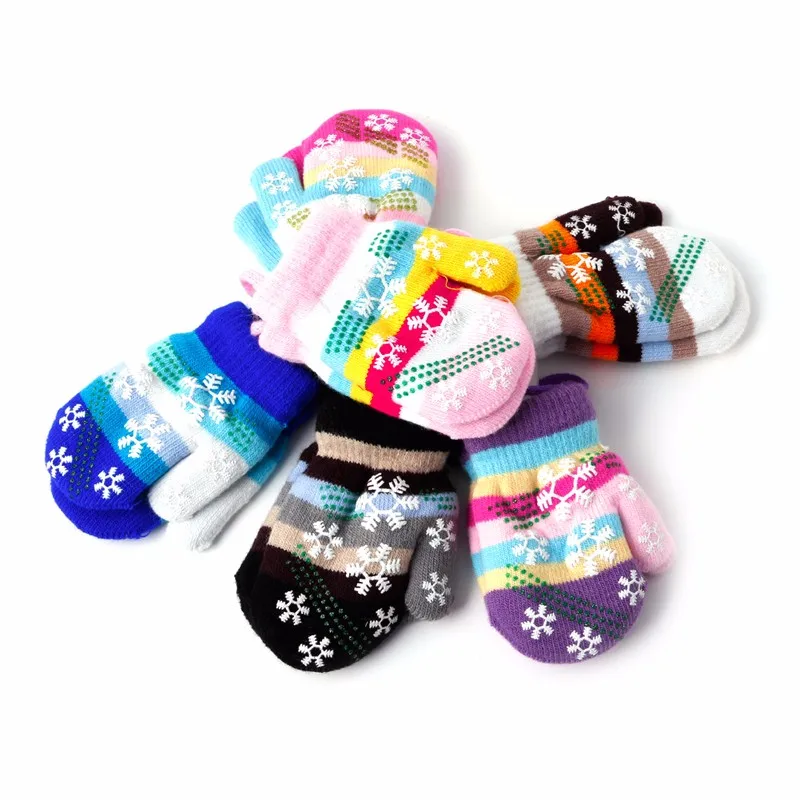 

Baby Kids Children Snow Stripe Gloves Soft Knit Winter Warm Mitten Christmas