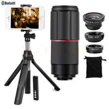 8X телеобъектив зум Объективы монопод Штатив Bluetooth затвора рыбий глаз широкоугольный Макро Lentes для iPhone 6 7 samsung Объективы для телефона