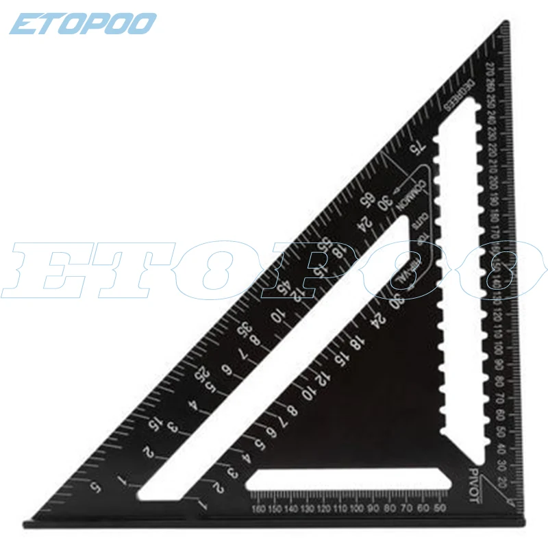 

Triangular Measuring Ruler 12 Inch Aluminum Alloy Measuring Tool 90 degrees Speed Square Angle Ruler Woodworking Carpenter Tool