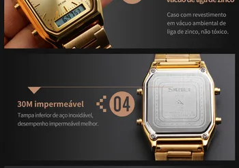 Relógio Masculino Quadrado 1220 Skmei Luxo Original com Garantia 36