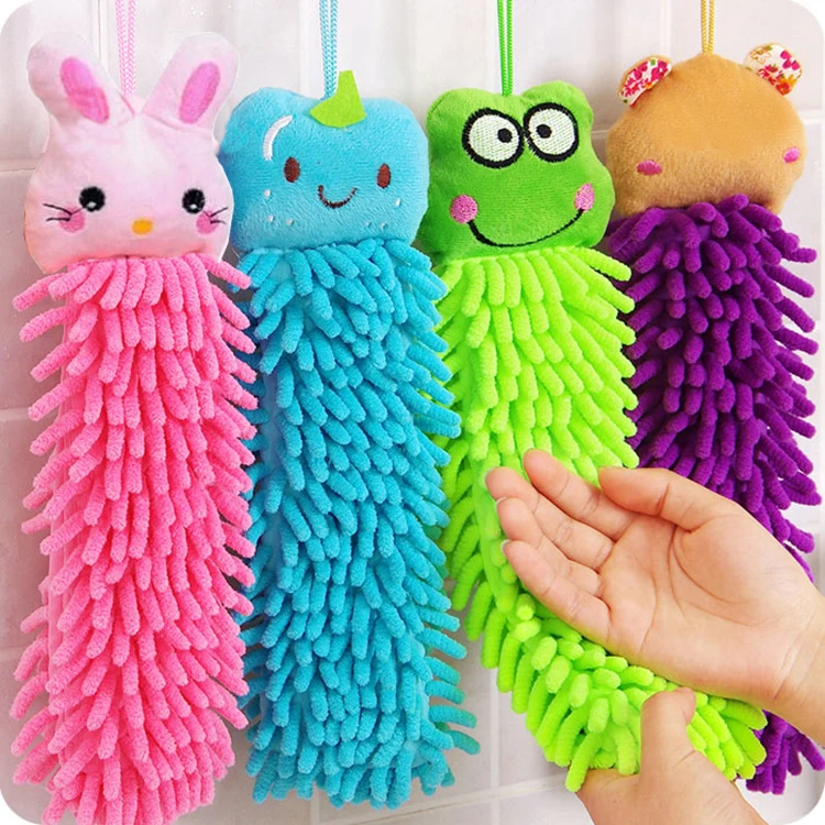 

Kitchen Hanging Towels Chenille Hand Face Wipe Towels Baby Kids Animal Bathroom Washcloths Handkerchief