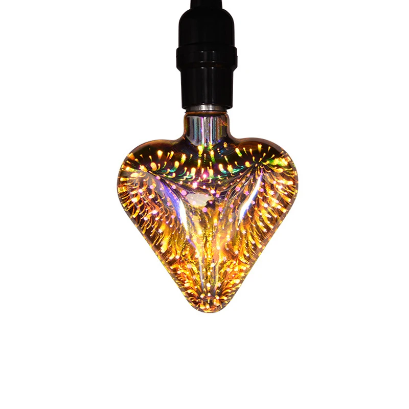 leadleds E27 3D Light LED Bulb Peach Heart Fireworks Lamp Decorative