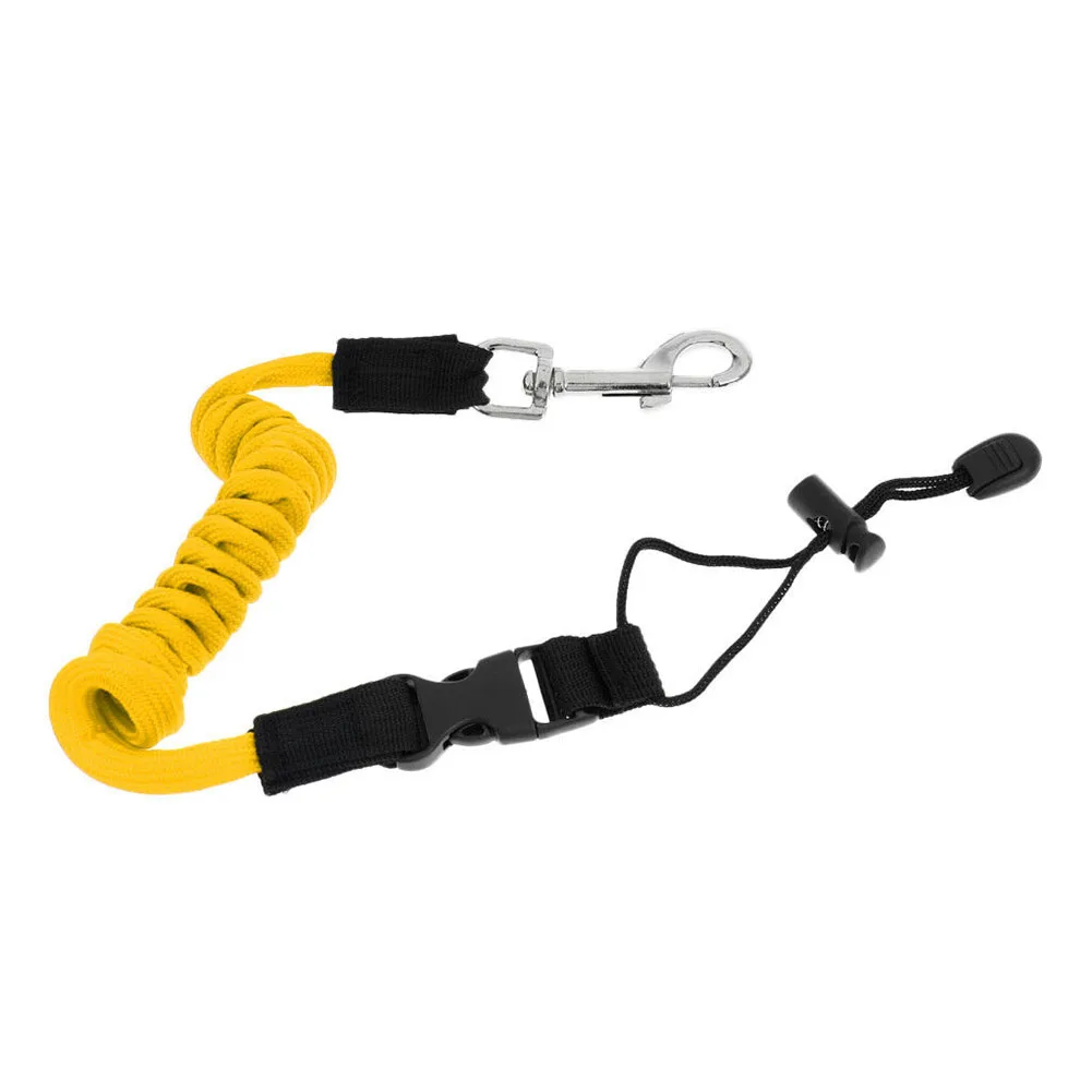 Surfing Lanyard Elastic TPU Kayak Paddle Leash Safety Accessories Wear Resistance Canoe Rope With Snap Clip Fishing Rowing Boats - Цвет: Цвет: желтый