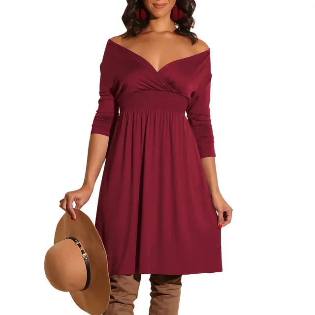 Women's Fashion Spring Black dress Sexy Womens Fashion Ladies V Neck