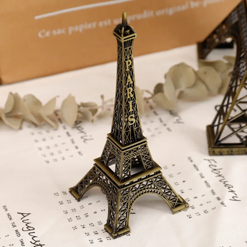 8cm-18cm Vintage Metal Paris Eiffe Iron Tower Bronze Style Figurines Craft Retro Antique Model Home Desk Decor Ornament Gift