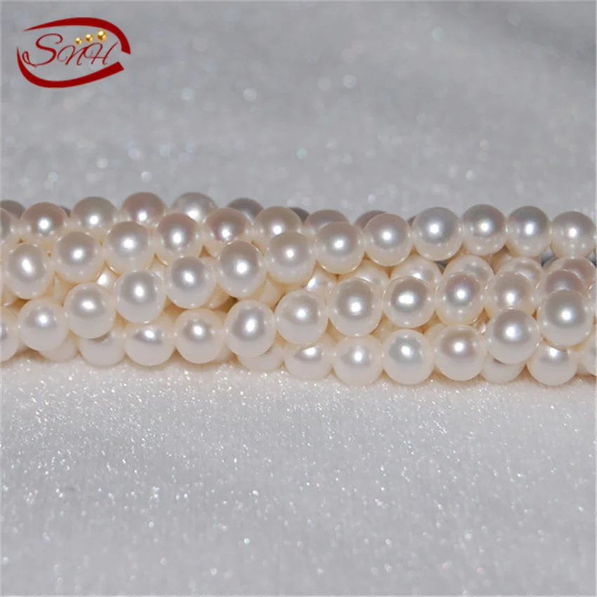 

SNH 5 strands/package 2017 hot sale 6mm near round AA white freshwater pearl strand wholesale