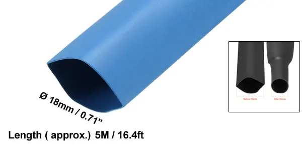 Uxcell 10 м 2:1 18 мм диаметр изоляции PE термоусадочные трубки кабель трубки Sleeving обёрточная бумага белый/черный/красный/зеленый/синий/Clear/желтый - Цвет: Синий
