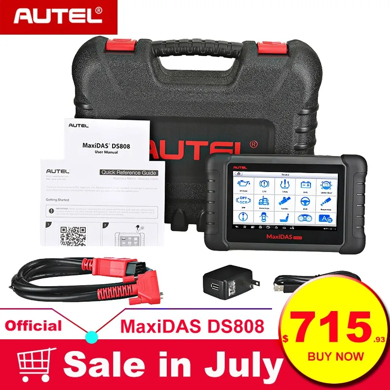 

Autel MAXIDAS DS808 OBDII Automotive Scanner OBD2 diagnostic tool for ECU information key coding code reader PK Maxisys MS906