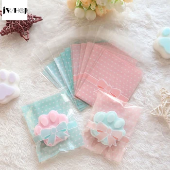 

100 pcs sweet bowknot adhesive bag cookies diy Gift Bags for Christmas Wedding Party Candy Food&Handmade soap Packaging bags
