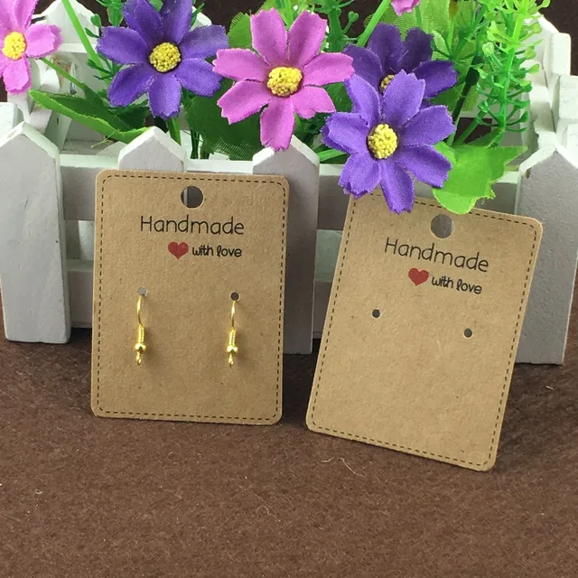 400pcs Lot 6 5 5cm Kraft Earring Cards Handmade With Love 400pcs Lot 6 5 5cm Kraft Earring Cards Handmade With Love Card