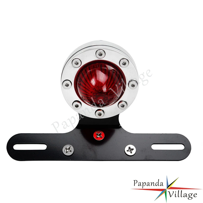 

Old School Polished Motorcycle 12V LED Rear Tail Light Red Taillamp Brake Lights For Harley Dyna Road King Bobber Cafe Racer