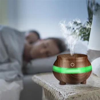 

Wood Grain 300ml Humidifier Aroma Diffuser Essential Oil Diffuser Ultrasonic Air Humidifier USB Mini Mist Maker 7 LED Light home