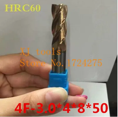 

Free Delivery HRC60 Superior quality 4F-3.0*4*8*50MM Solid Carbide End Mill CNC Milling Cutter Tool Bits For Steel Milling
