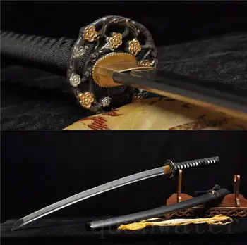 

41FOLDED STEEL FLOWER TSUBA JAPANESE SAMURAI KATANA SWORD VERY SHARP