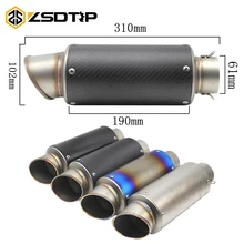 ZSDTRP 60mm Inlet Carbon Fiber Motorcycle Exhaust Tip Muffler Stainless Steel Exhaust Pipe For Yamaha Honda Kawasaki BMW
