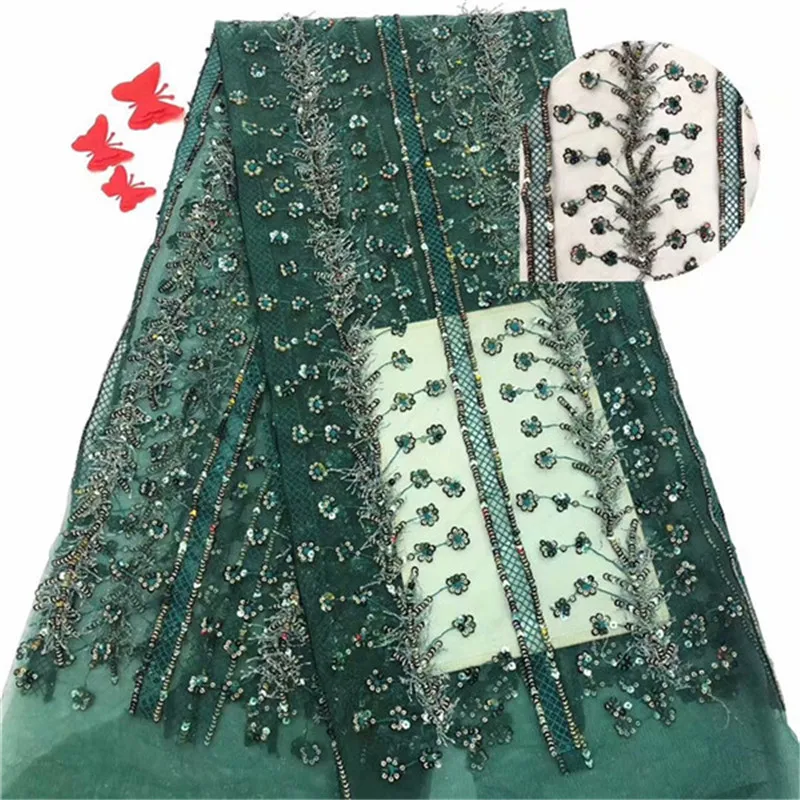 

Sequined Net Lace African Sequins Lace Fabric For Indian Women Party Evening Dress Material French Guipure Mesh Laces green