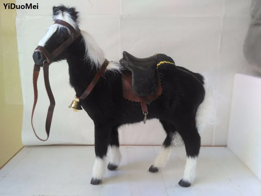grande 28x10x26 cm preto artesanato cavalo, decoração da casa de brinquedo d2800