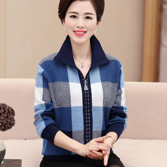 Best Product 2018 middle and old age women's suit, autumn sweater, cardigan, lead coat, forty or fifty year old girl, knitted cardigan.