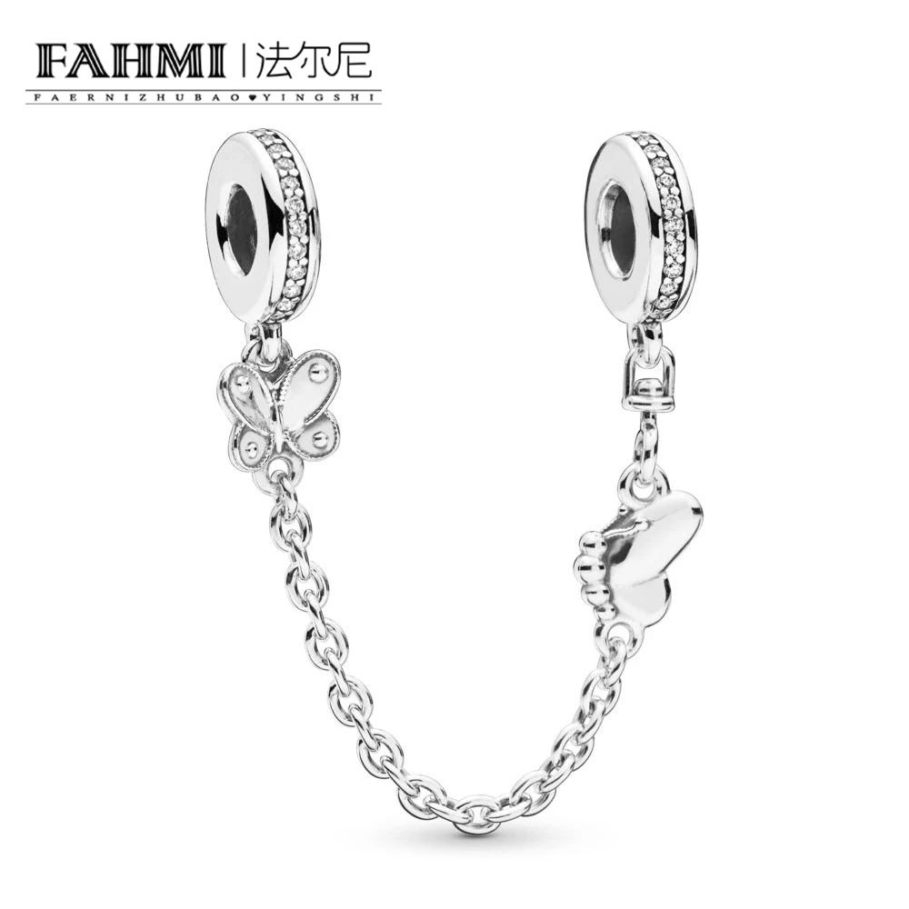 

FAHMI 100% 925 Sterling Silver New 797865CZ Decoration Suitable Butterfly Safety Chain DIY Bracelet Quality Jewelry Free Shipp