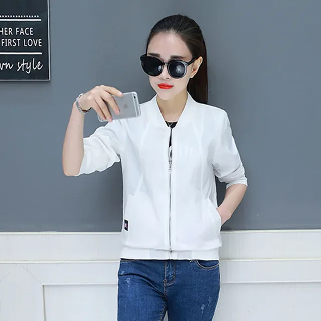 Spring Black basic baseball jacket Women Fashion streetwear Plus size 4XL bomber jackets Summer shirt sunscreen jacket whiter