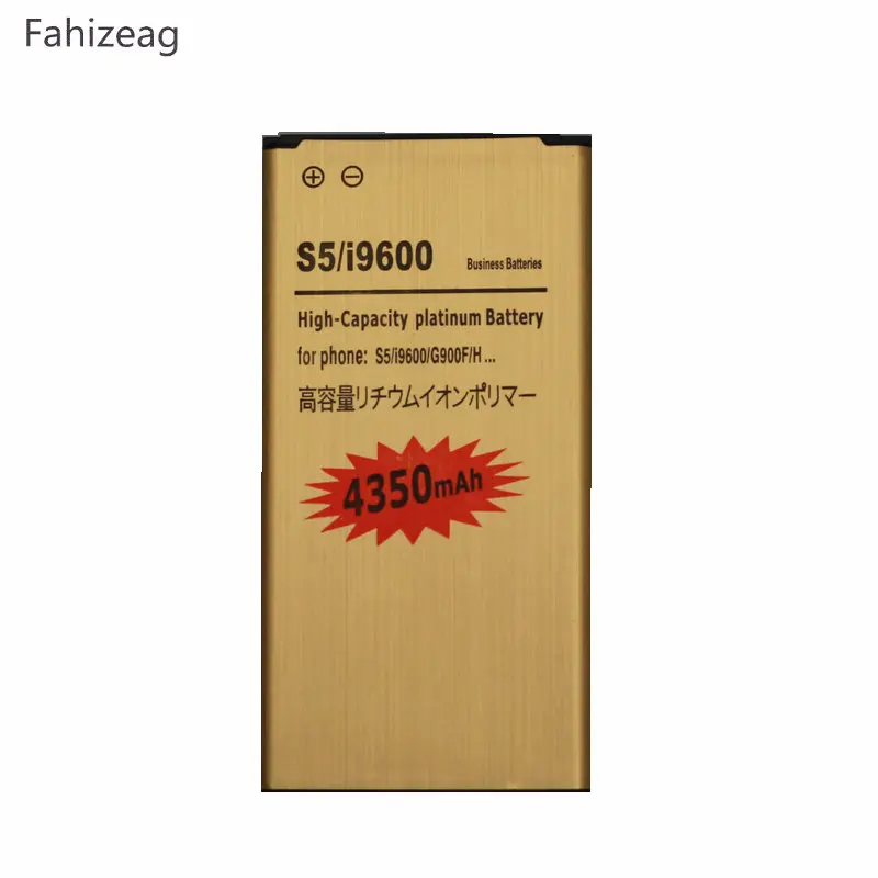 Fahizeag EB-BG900BBE EB-BG900BBC 4350 мАч батарея золотого цвета для Samsung Galaxy S5 SV I9600 G900T G900V G900A G900P