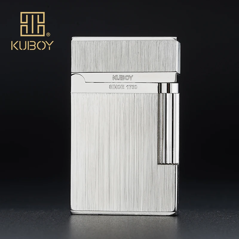 Высококачественная брендовая газовая зажигалка KUBOY, белая матовая никелевая металлическая ветрозащитная Зажигалка для мужчин, деловые подарки, Lighters-ki-51