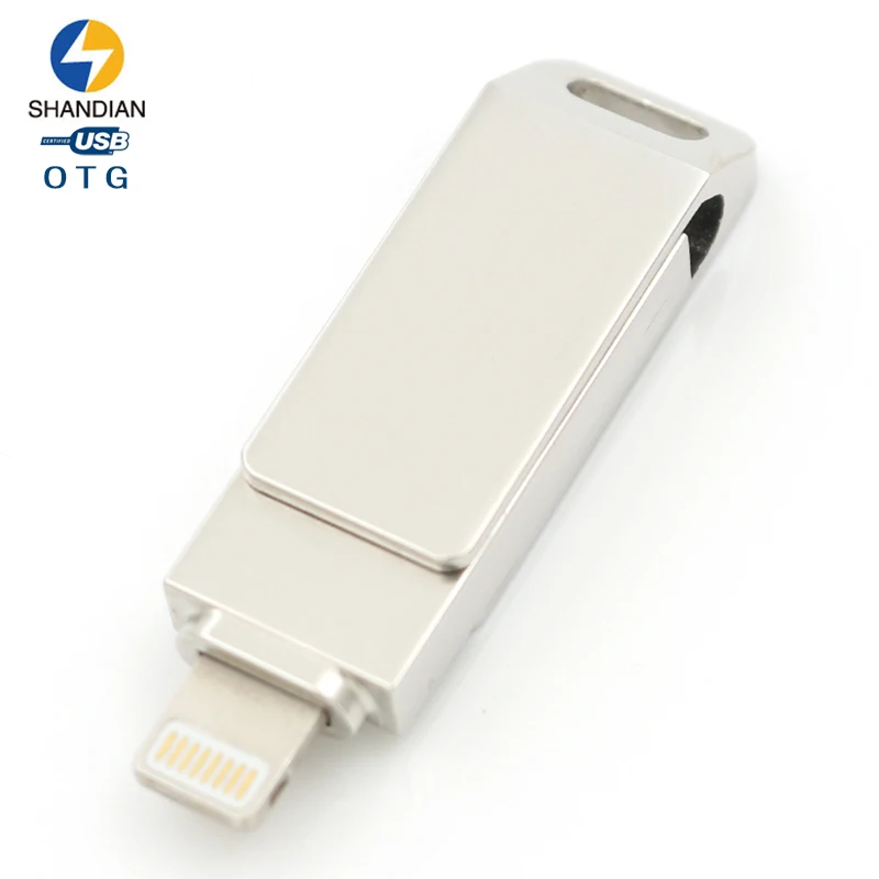 For iPhone 6 Plus 5 5S ipad Metal Rotate Pen drive Memory Stick Dual