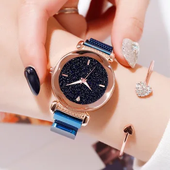 

Bling Starry Sky Luxury Women's Fashion Watches Elegant Flowers Surface Design Ladies Quartz Wristwatches Magnetic Female Clock