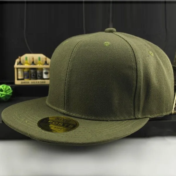 Adjustable Men Women Baseball Cap Solid Hip-Hop Snapback Flat Peak Hat Visor (12)