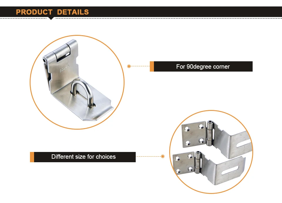 3/4/5 дюймов пряжка в виде навесного замка фиксаторами Нержавеющая сталь Анти-кражи 90 градусов Угловые накладки для висячего замка ворота Дом Безопасный Замок для двери фиксаторами
